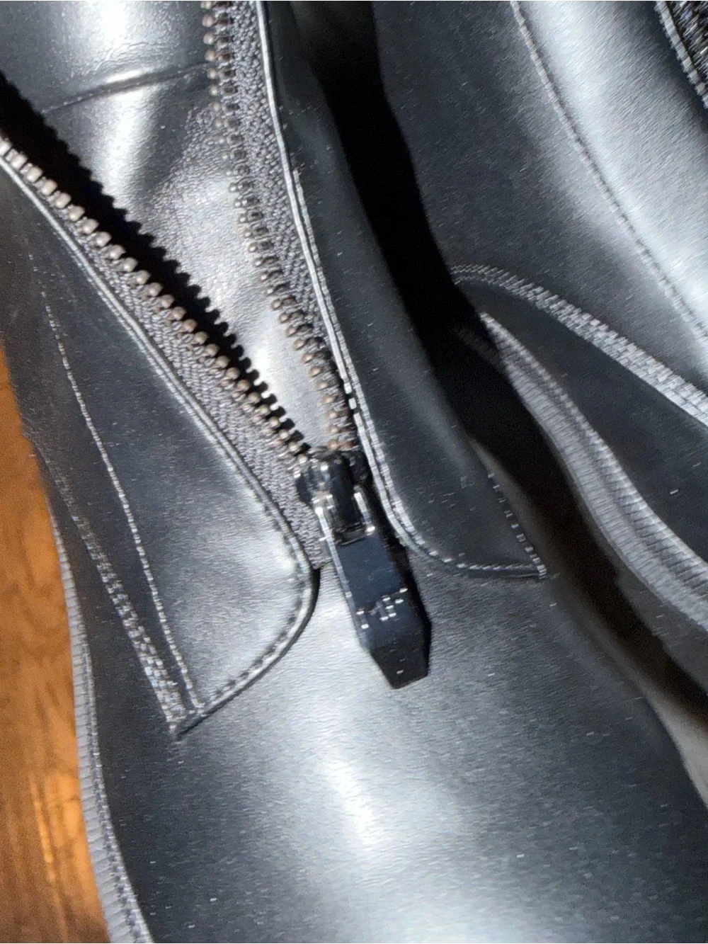 Marc Fisher Black Leather Front-Zip Chunky Sole Chelsea Boots